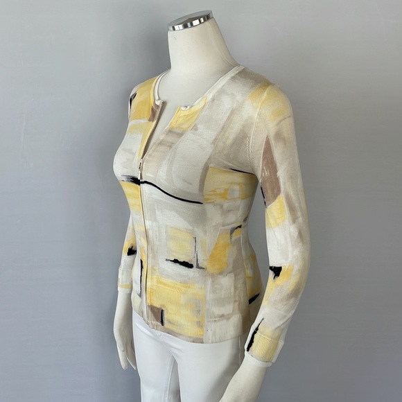 WHBM Abstract Design Zipper Cardigan Size Small - Picture 9 of 14